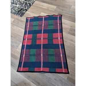 Vintage Plaid Tartan Mink Blanket Throw Blue Green Red Reversible Soft Plush...